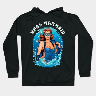 Vintage Style Real Mermaid - Female Scuba Diver Hoodie